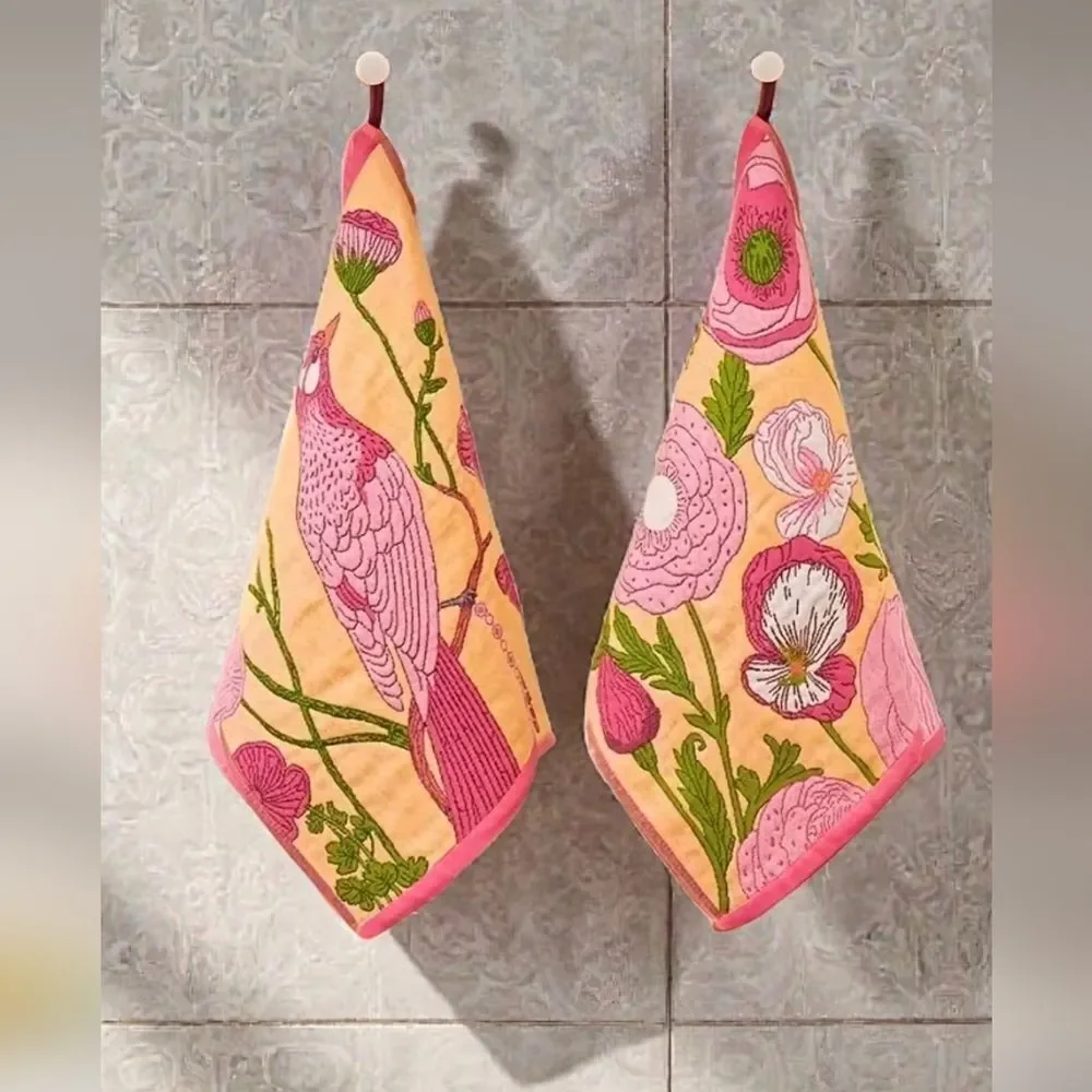 Floral Pink and Yellow Kitchen/ Bathroom Hand Towels 4pk